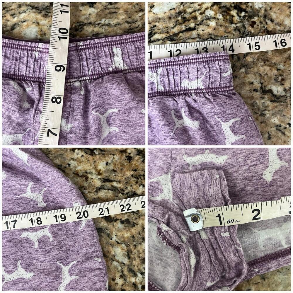 PINK Victoria’s Secret Pajama Shorts Small Purple Dog Print Low Rise Flip Waist - Picture 4 of 7